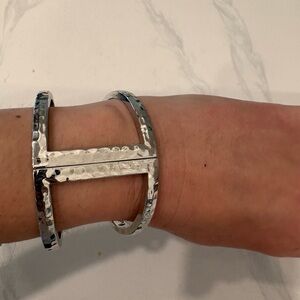 Anthropologie Hammered Silver Bracelet